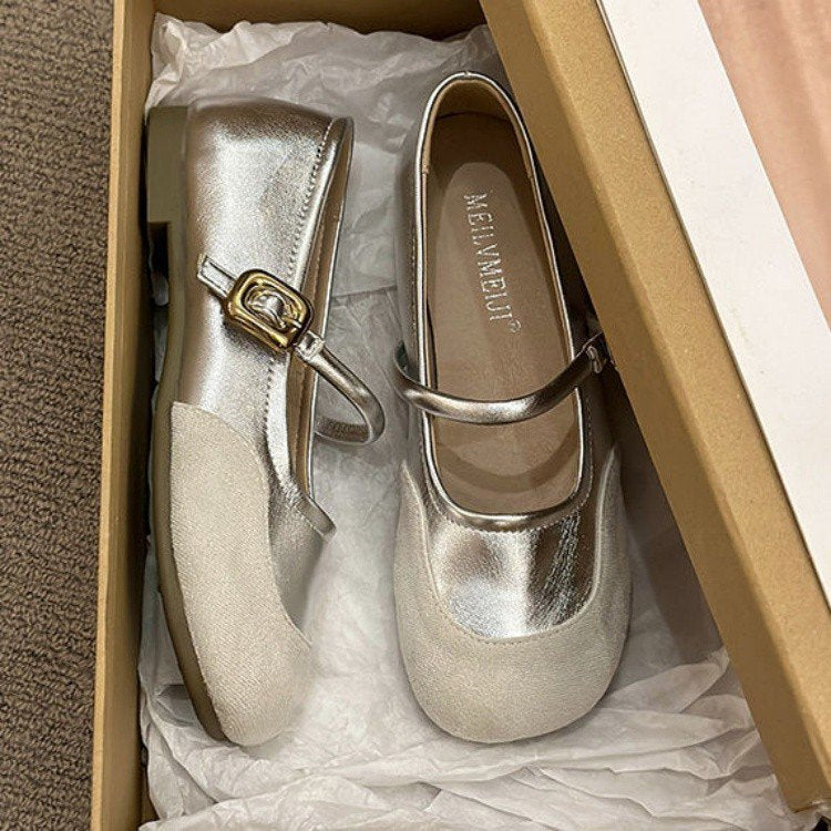Damen elegante Ballerinas mit modischer Schnallenverzierung EB