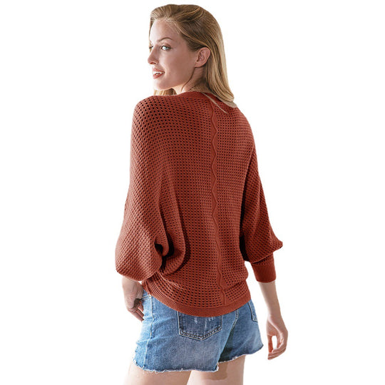 Damen luftiger Strickpullover mit V-Ausschnitt und strukturiertem Design EB