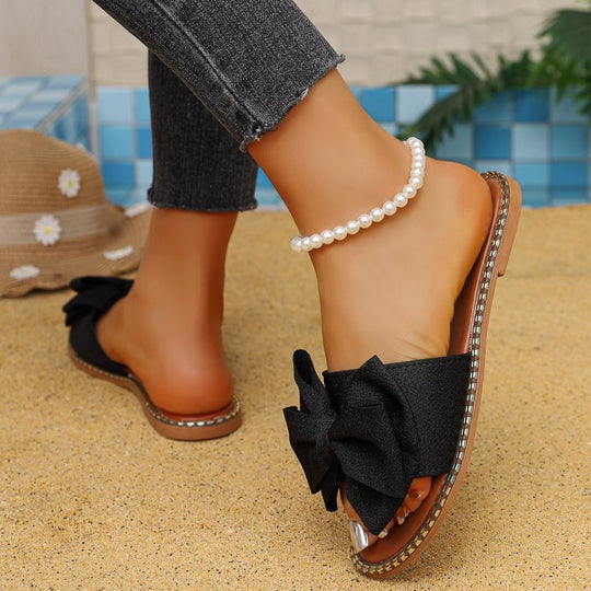 Damen Slipper mit glamourösem Schleifendetail EB