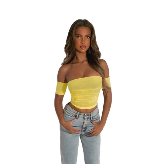 Damen Off-Shoulder Bluse aus elastischem Material mit figurformendem Schnitt EB