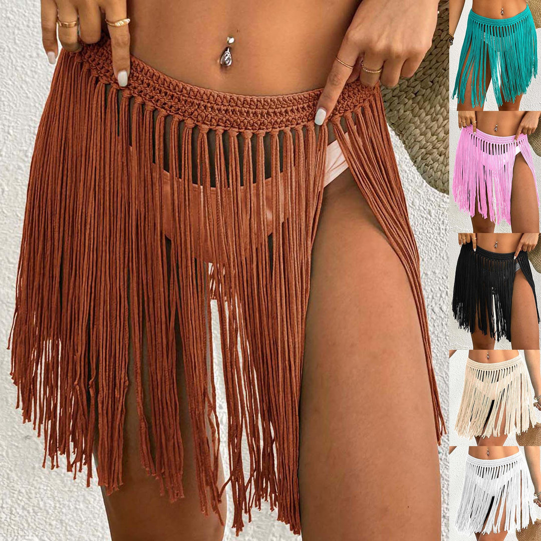 Damen Häkel-Strandrock mit fransigen Details EB