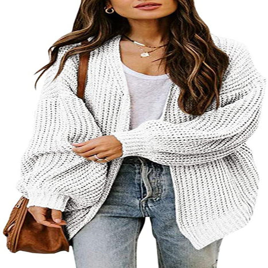 Damen Großer Strickpullover mit voluminösen Ärmeln und lässigem Schnitt EB