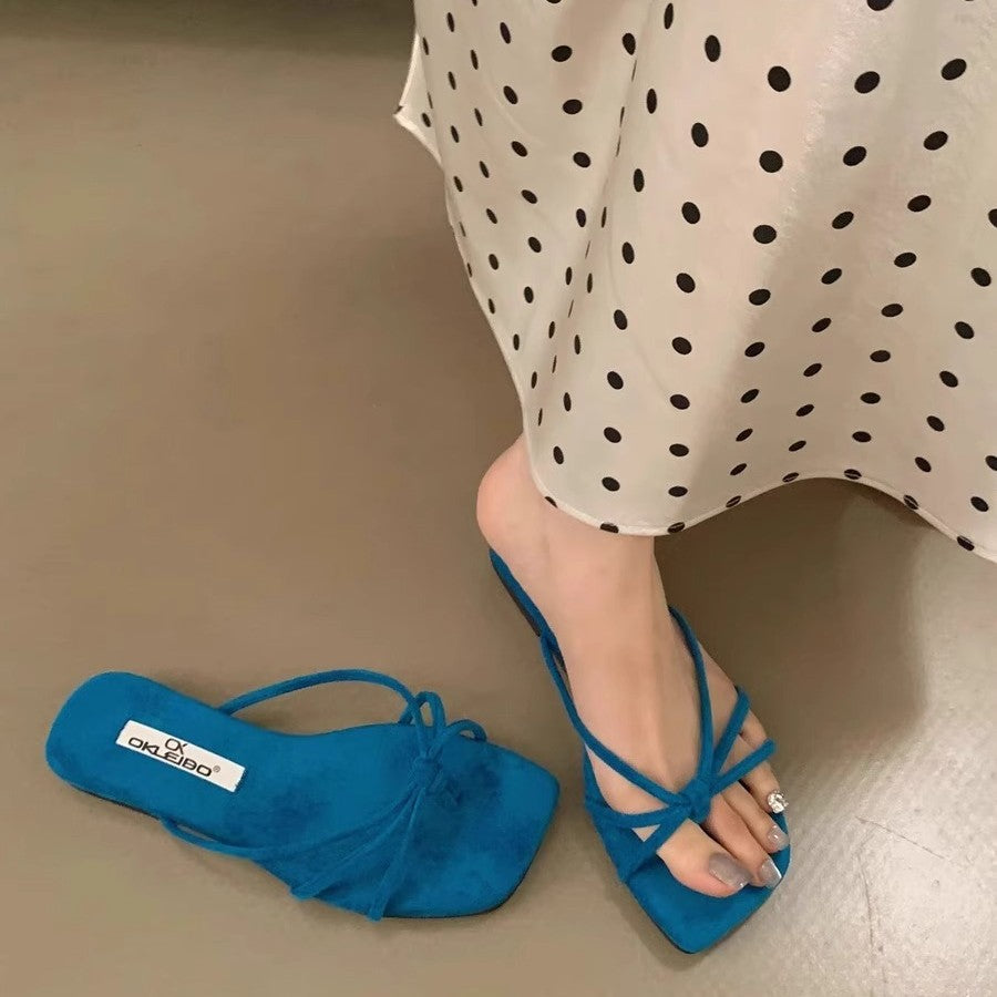 Damen modische Zehentrenner mit eleganten Schnürdetails EB