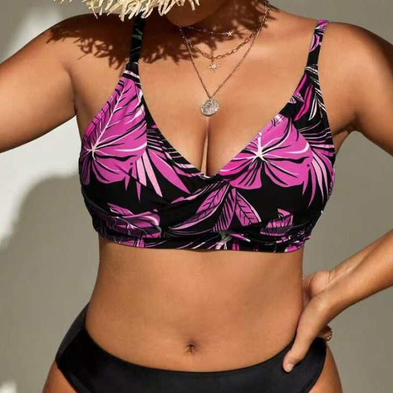 Damen Bikini-Top mit tiefem V-Ausschnitt und floralem Design EB