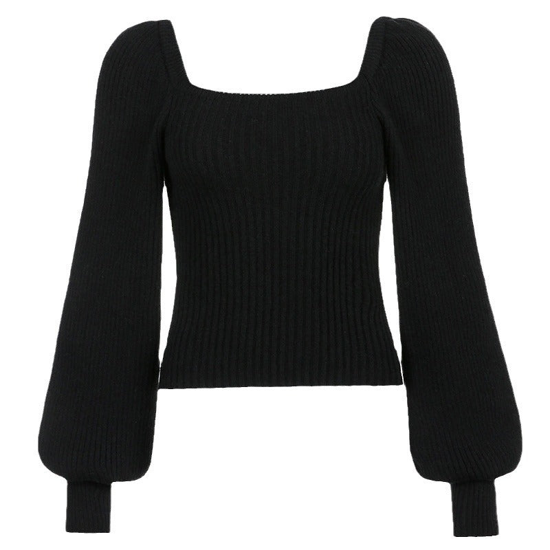 Damen Ripp-Strickpullover mit Puffärmeln EB