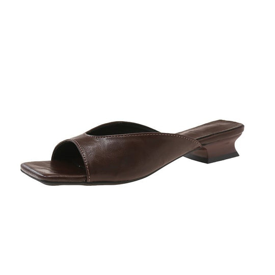 Damen offene Mules mit modernem Blockabsatz EB