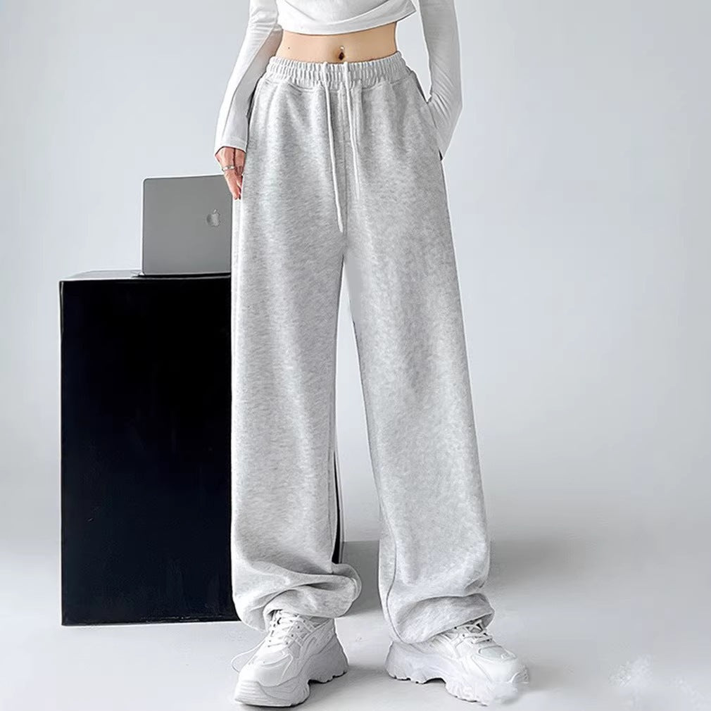 Damen nan extraweite Palazzo-Sweathose mit hohem Komfortbund, seitlichen Eingrifftaschen, Schlitz am Saum und Kordelzug EB