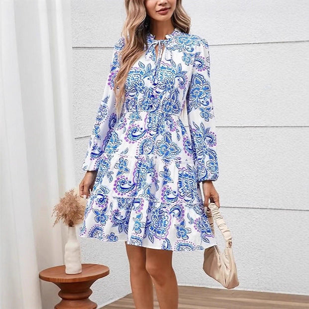 Damen Freizeitkleid mit Rüschendetails und floralem Muster EB