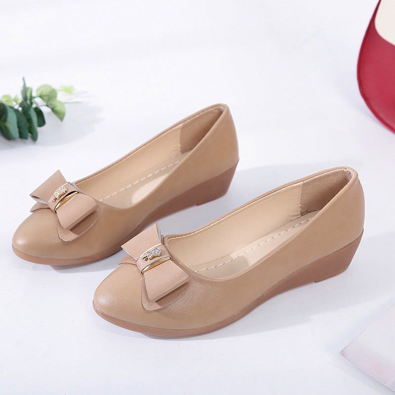 Damen elegante Keil-Pumps mit dekorativem Schleifen-Design EB