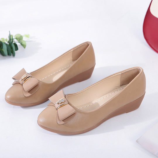Damen elegante Keil-Pumps mit dekorativem Schleifen-Design EB
