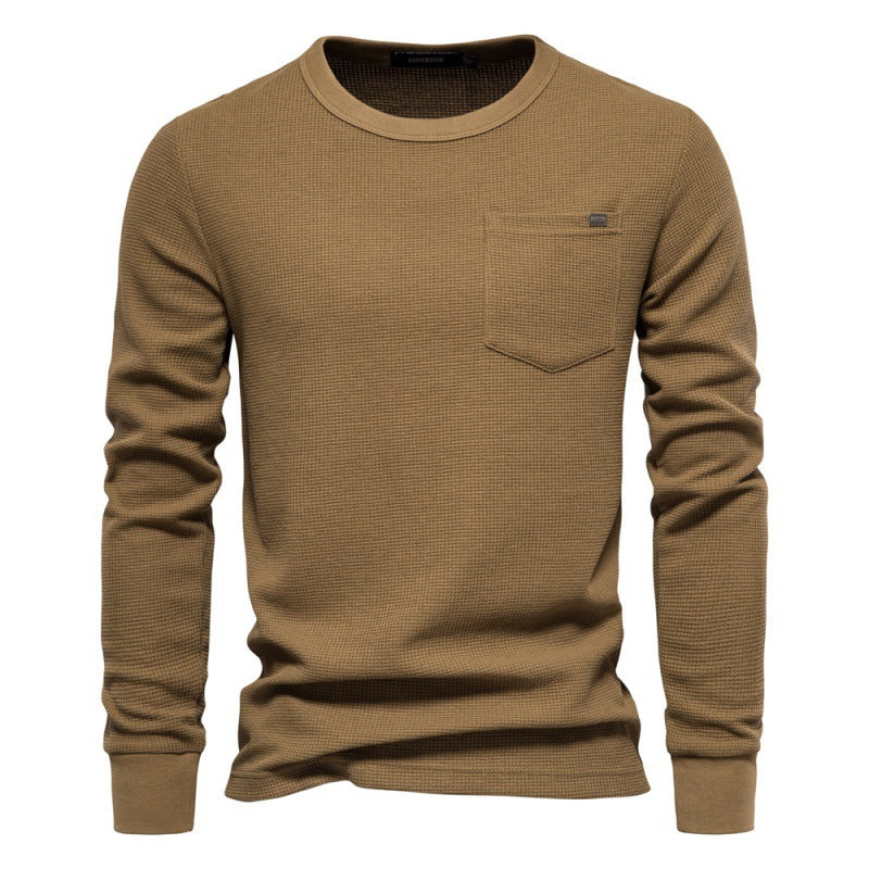 Herren Langarmshirt mit modularem Waffelstruktur und praktischer Brusttasche EB