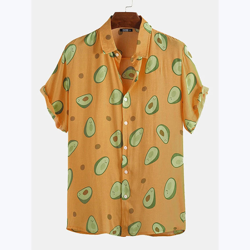 Herren Kurzarmhemd mit frischem Avocado-Muster EB