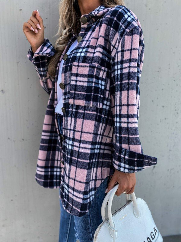 Damen Karierte Overshirtjacke EB