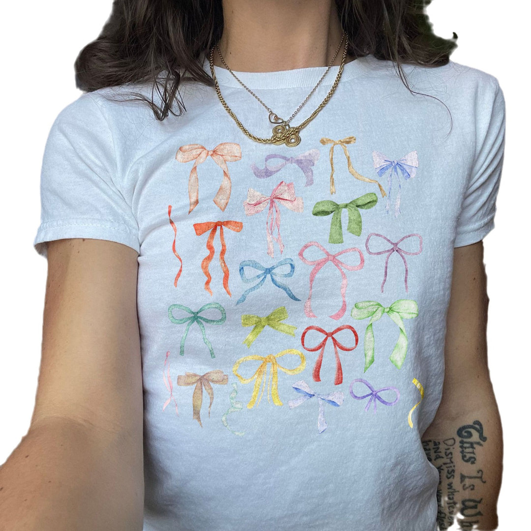 Damen T-Shirt mit flauschigem Schleifenmotiv EB