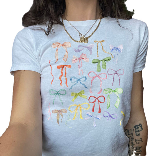 Damen T-Shirt mit flauschigem Schleifenmotiv EB