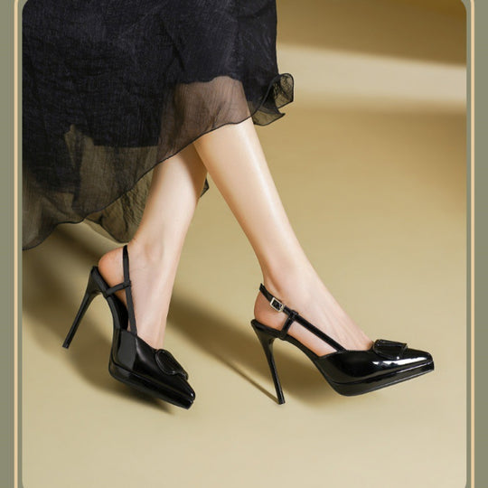 Damen Slingback High Heel Pumps mit dekorativem Knoten-Riemen EB