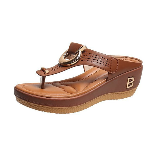 Damen Elegante Wedge-Zehentrenner mit modischen Riemen EB