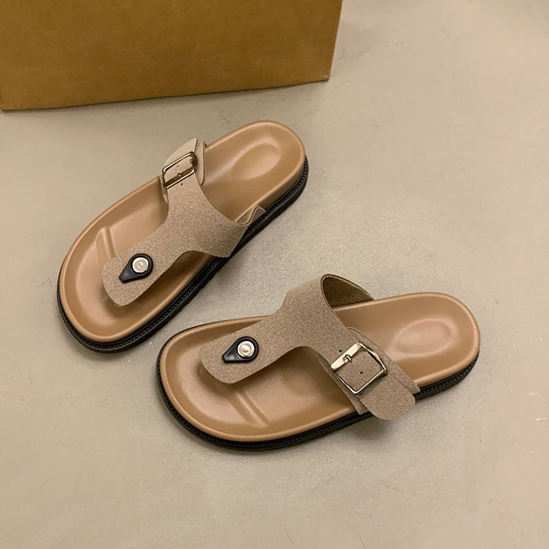 Damen Komfortable Slide-Pantoletten mit verstellbarem Riemen und weichem Fußbett EB