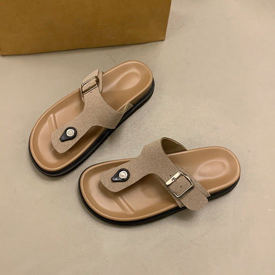 Damen Komfortable Slide-Pantoletten mit verstellbarem Riemen und weichem Fußbett EB