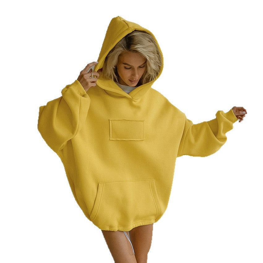 Damen Oversized Hoodie mit Kängurutasche und Kapuze EB