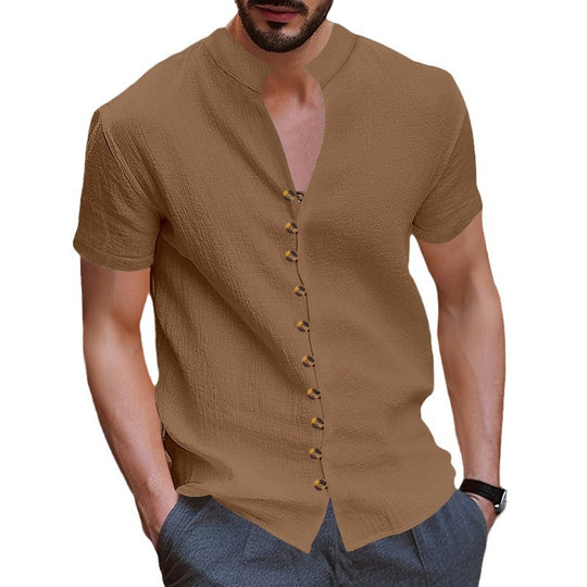 Herren Kurzarmhemd mit modernen Knopfdetails EB