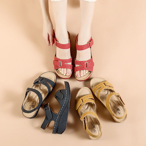 Damen Komfortable Wedge-Sandalen mit verstellbarem Riemen EB