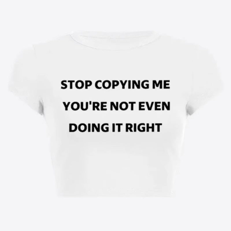 Damen Crop-T-Shirt mit motivierendem Schriftzug und figurbetontem Schnitt EB