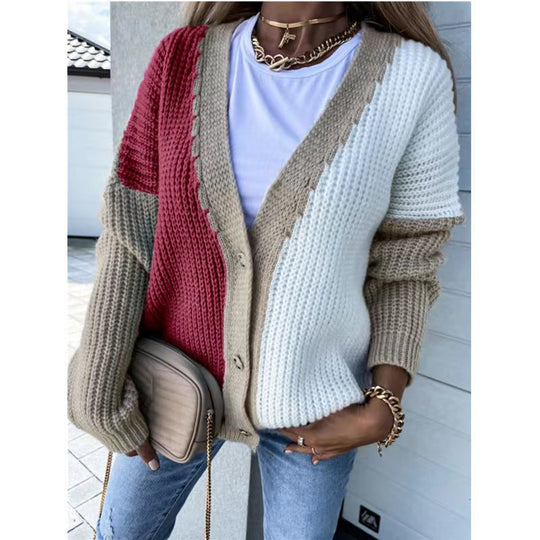 Damen Grobstrick-Knopfjacke im lässigen Oversized-Stil EB