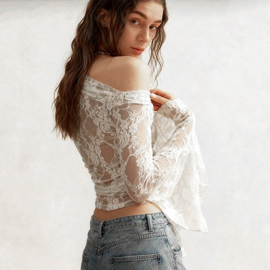 Damen Spitzentop mit weitem Ärmel EB