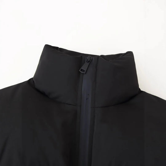 Damen modische cropped Daunenjacke mit hohem Kragen und praktischen Taschen EB