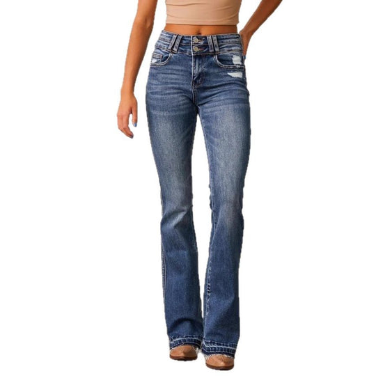 Damen Flared Jeans im Vintage-Stil mit hohen Taillen EB