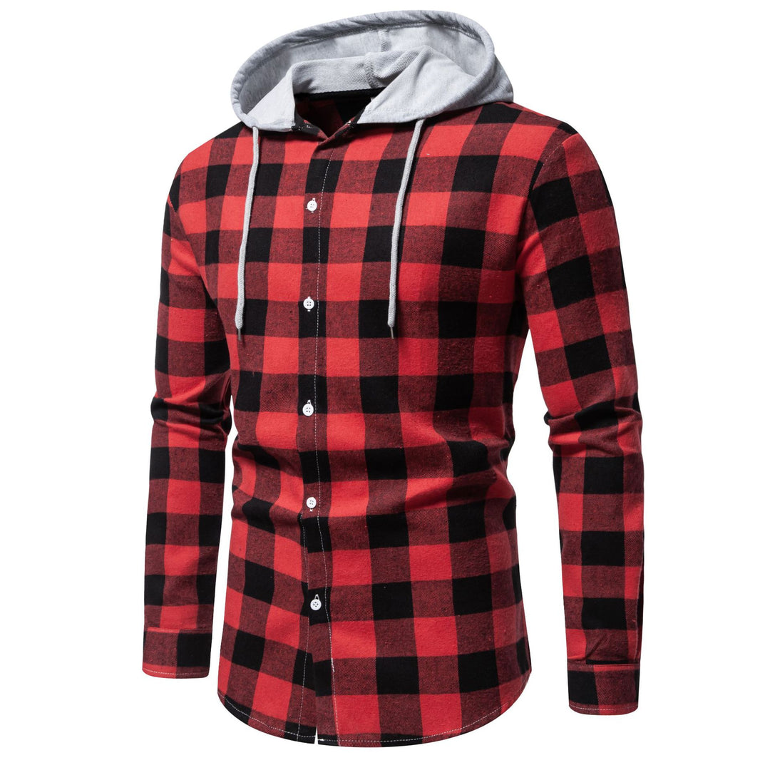 Herren Karo-Hemdjacke mit Kapuze und modernem Schnitt EB