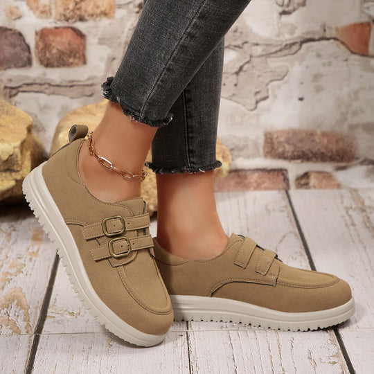 Damen modische Sneakers mit Doppelschnallen EB