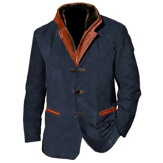 Herren elegante Wildlederjacke mit Kontrastdetails EB