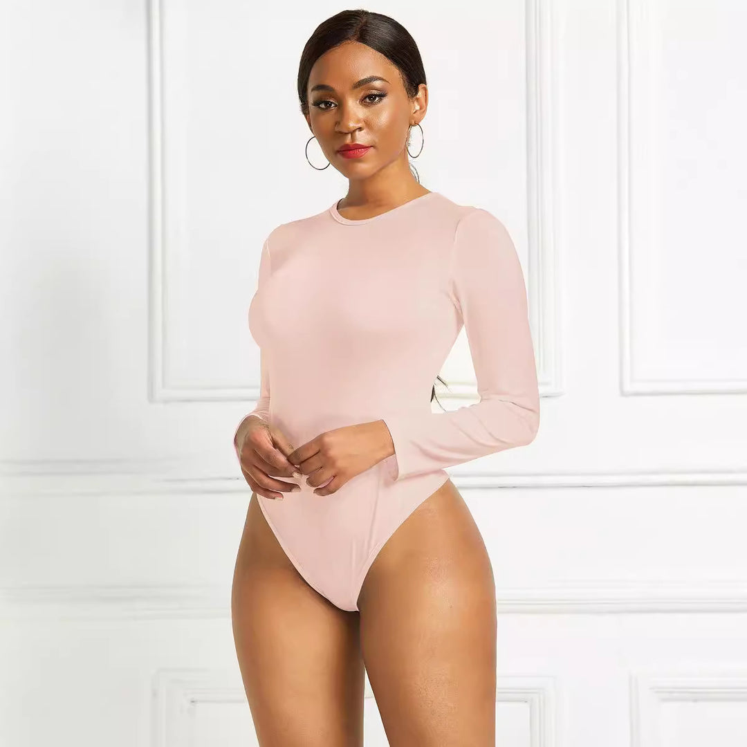 Damen Eleganter Langarmbody mit hohem Beinausschnitt EB