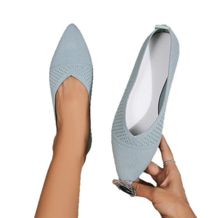 Damen spitze Ballerinas aus atmungsaktivem Strickmaterial mit elegantem Akzent EB