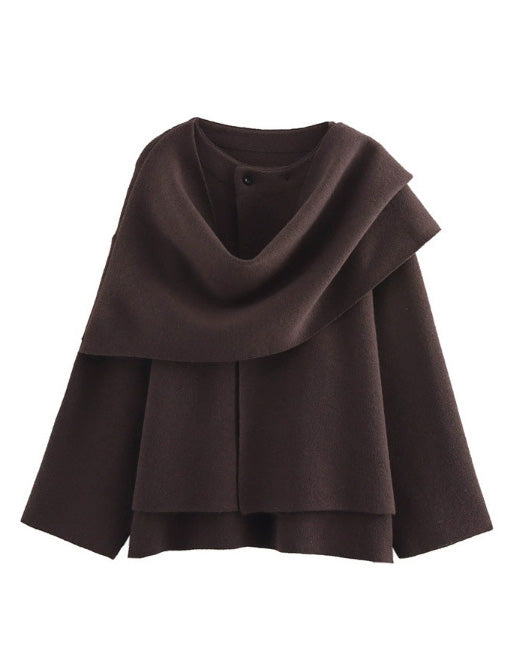 EB | Boulevard Asymmetrischer Schal Verkürzte Gestrickte Jacke