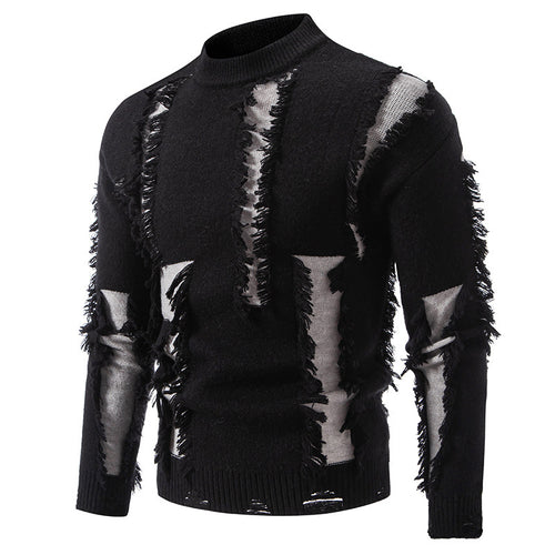 Herren Pullover mit auffälligem Fransen-Design EB