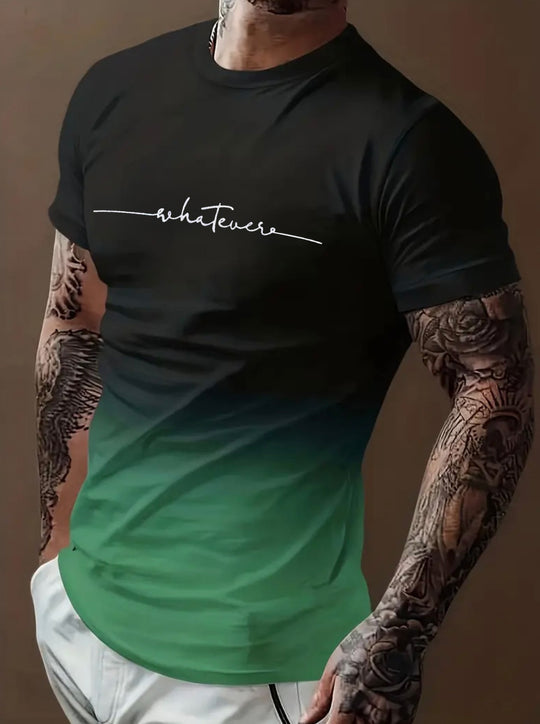 Herren T-Shirt mit modernem Farbverlauf und Palmenstickerei EB