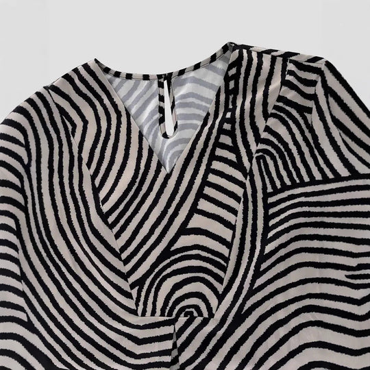 Damen Tunika-Kleid mit lässigem Streifenmuster und weit geschnittenem Design EB
