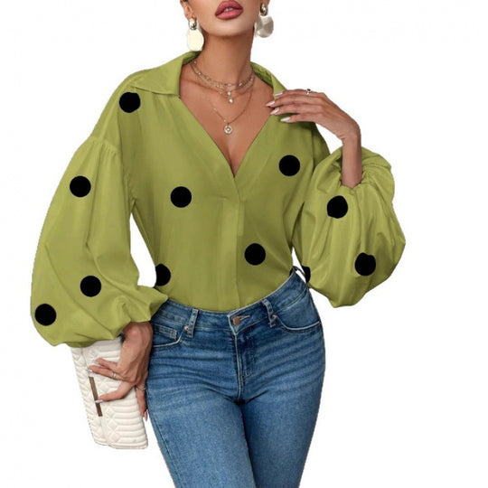 Damen Bluse mit voluminösen Ballonärmeln und elegantem Kragen EB