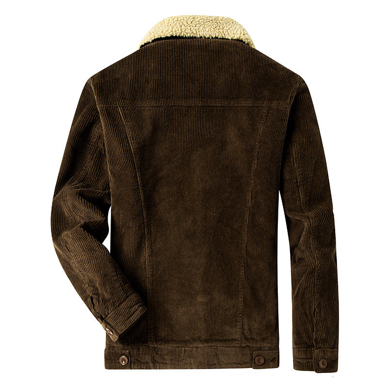 Herren Feincord‑Truckerjacke mit kuscheliger Sherpa‑Fütterung und Brusttaschen EB