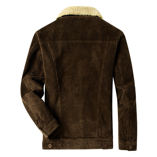 Herren Feincord‑Truckerjacke mit kuscheliger Sherpa‑Fütterung und Brusttaschen EB