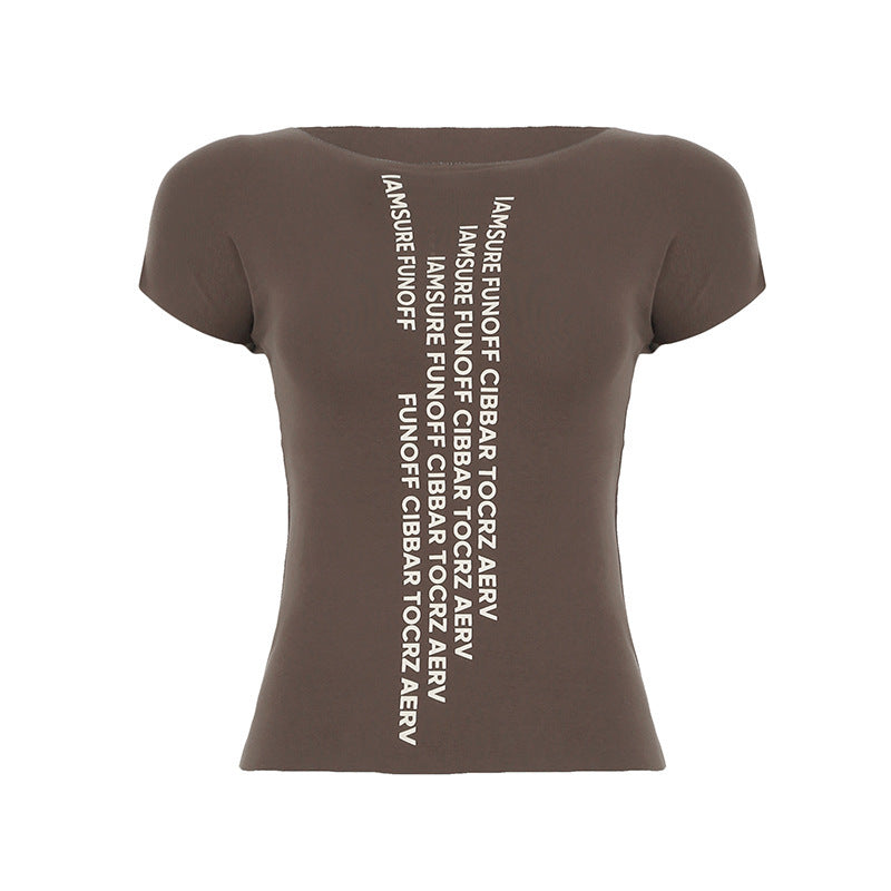 Damen trendiges Kurzarm-Shirt mit auffälligem Schriftzug EB