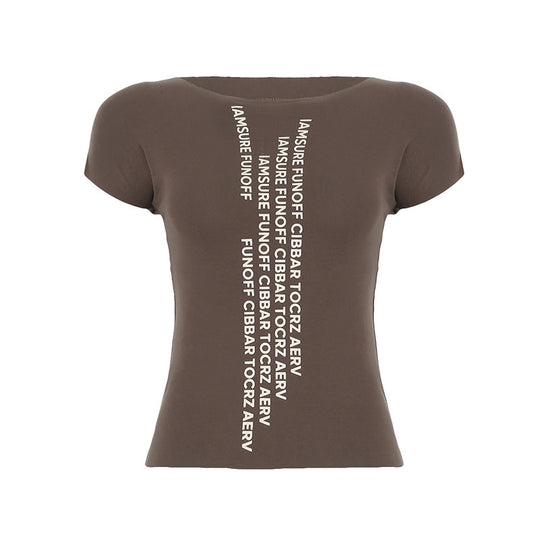 Damen trendiges Kurzarm-Shirt mit auffälligem Schriftzug EB