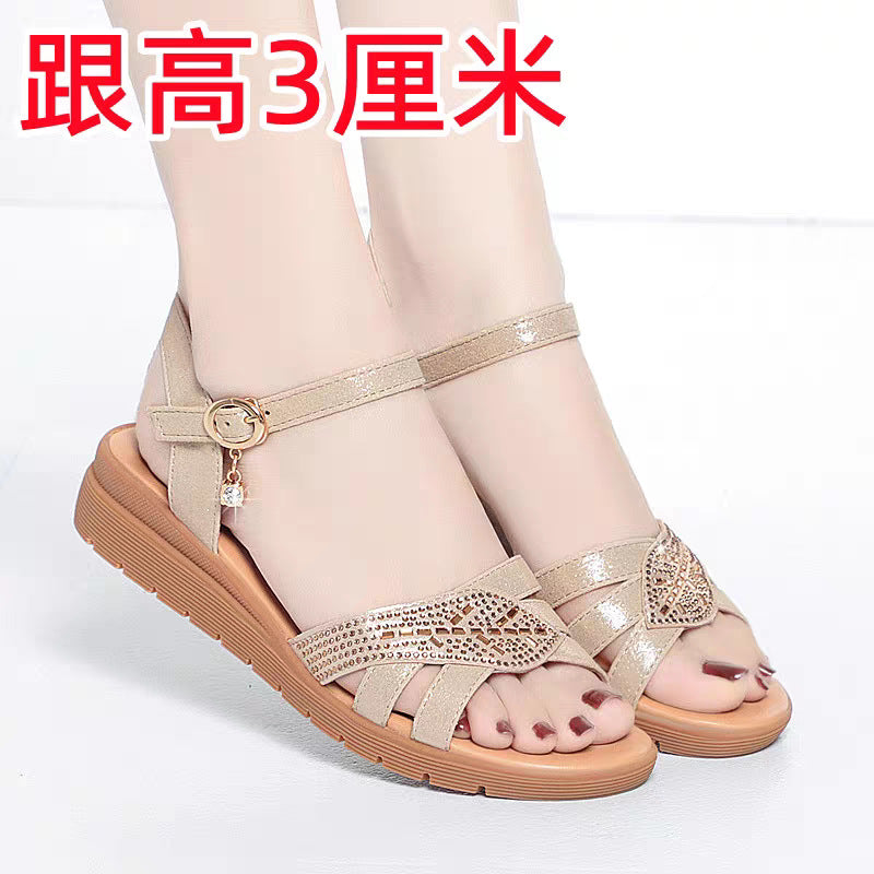 Damen Plateau-Sandaletten mit elegantem Riemendesign und funkelndem Schmuckdetail EB