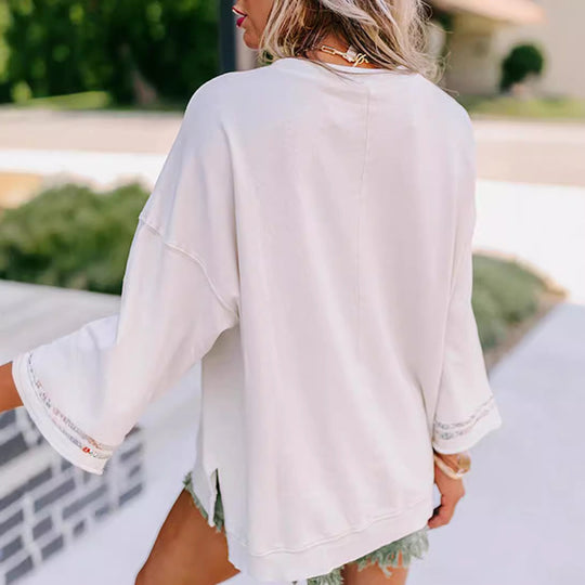 Damen Sweatshirt mit Floralem Peace-Zeichen EB