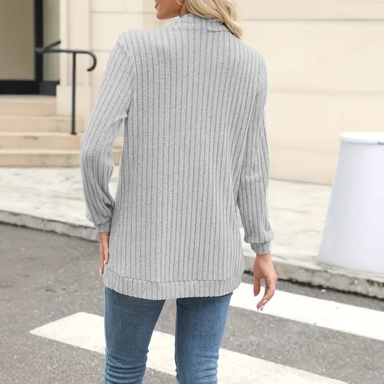 Damen Strickjacke mit offenen Front und praktischen Taschen EB
