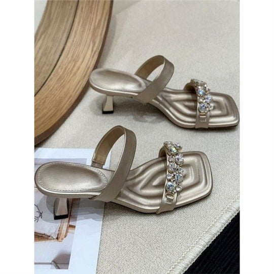 Damen elegante Slipper mit funkelnden Strassverzierungen EB