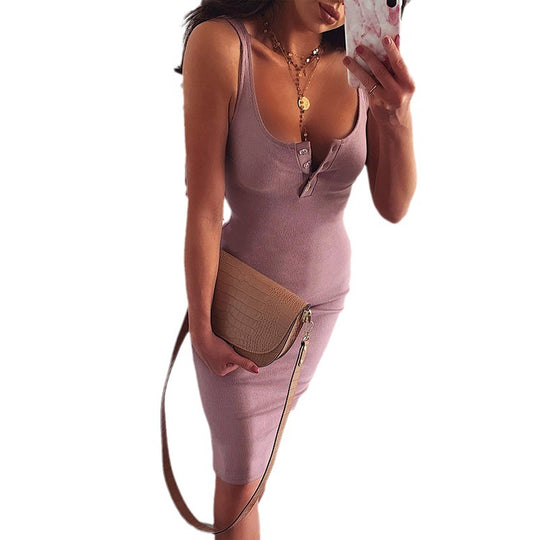 Damen Rippstrick Bodycon Midi Kleid EB